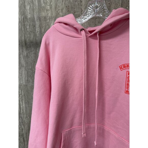 Chrome Heart U.S.A. Pink Hoodie With Kangaroo Pocket & Drawstring Hood - Picture 5 of 16